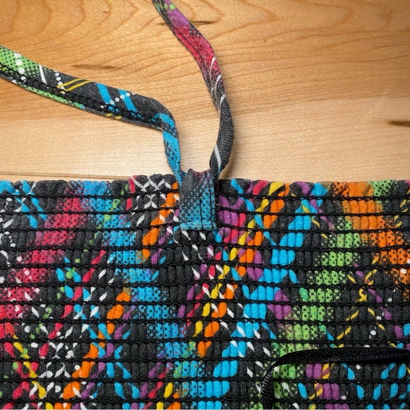 🤍 Y2K Colorful Plaid Smocked Halter Mini Dress OCEAN PACIFIC - Picture 6 of 9